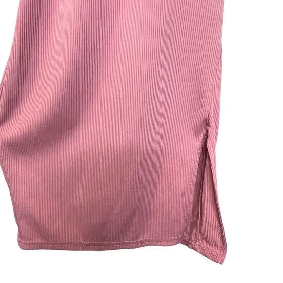 Pretty Little Thing | Basic Mauve Ribbed High Neck Split Detail Dress Sz 0 - Picture 7 of 8